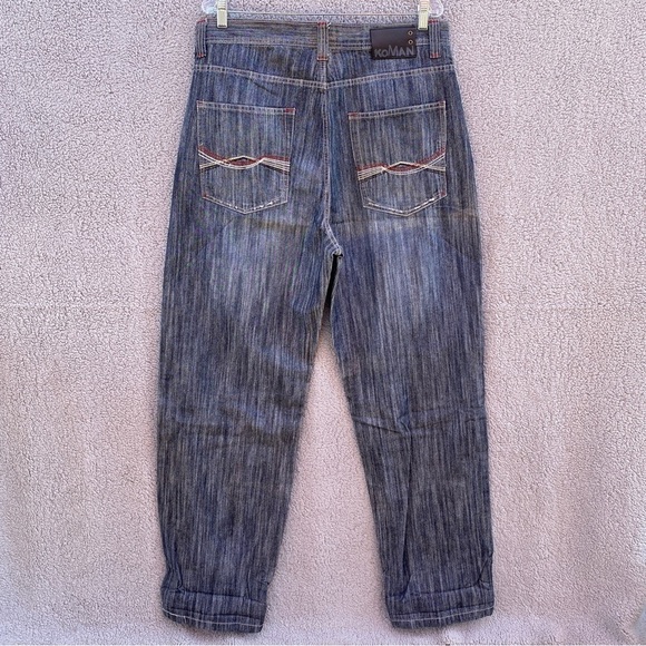 Vintage Koman Baggy Embroidered Straight Leg Skater Jeans Sz 36 - Picture 10 of 15